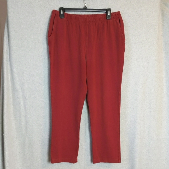 L.L. Bean Pants - LL Bean Red Pull-On Elastic Waist Stretch Pants Pockets Women's L Petite